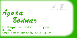 agota bodnar business card